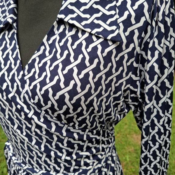 Laundry By Shelli Segal Blue Wrap Dress Size XL - Picture 7 of 10